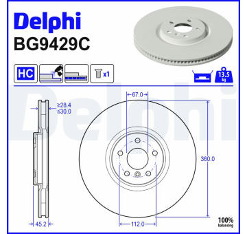 Brzdový kotouč DELPHI BG9429C
