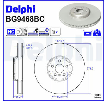 Brzdový kotouč DELPHI BG9468BC