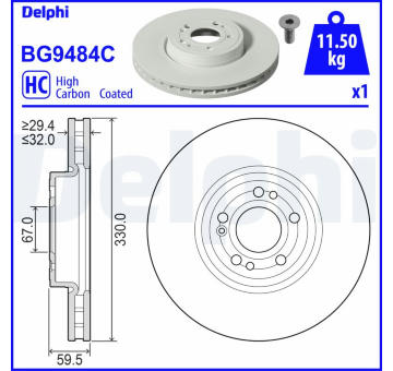 Brzdový kotouč DELPHI BG9484C