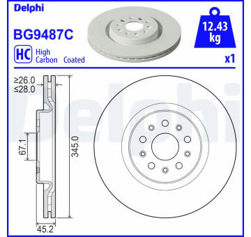 Brzdový kotouč DELPHI BG9487C