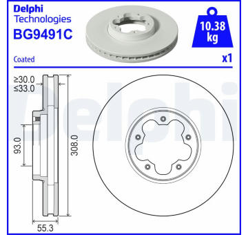 Brzdový kotouč DELPHI BG9491C