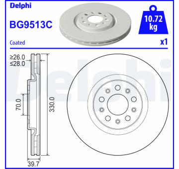 Brzdový kotouč DELPHI BG9513C