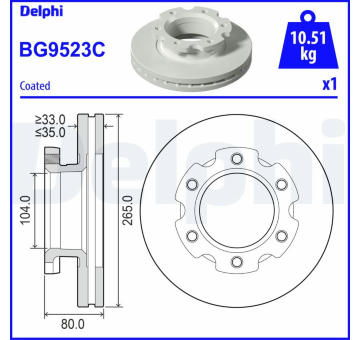 Brzdový kotouč DELPHI BG9523C