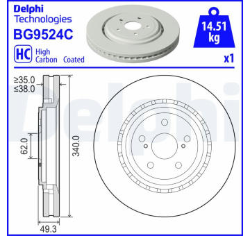 Brzdový kotouč DELPHI BG9524C