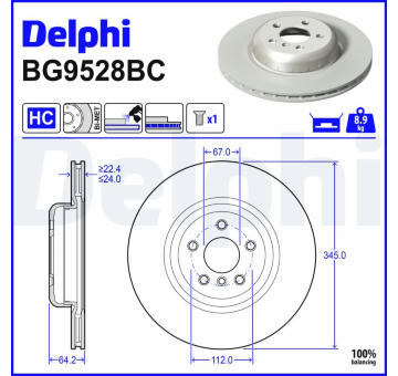 Brzdový kotúč DELPHI BG9528BC