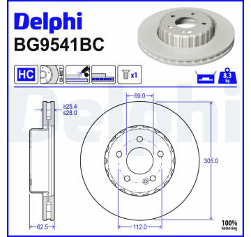 Brzdový kotouč DELPHI BG9541BC