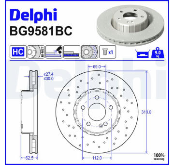 Brzdový kotouč DELPHI BG9581BC