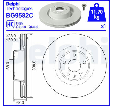 Brzdový kotouč DELPHI BG9582C