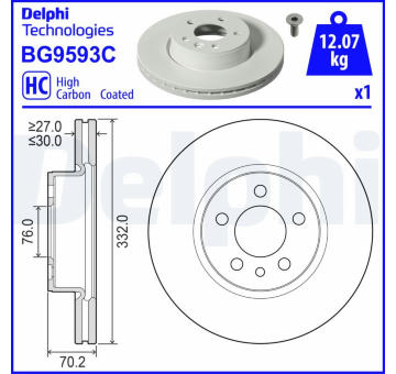 Brzdový kotouč DELPHI BG9593C