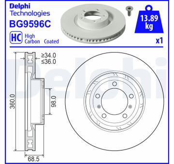 Brzdový kotouč DELPHI BG9596C