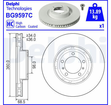 Brzdový kotouč DELPHI BG9597C