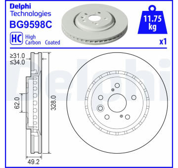 Brzdový kotouč DELPHI BG9598C