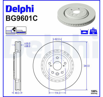 Brzdový kotúč DELPHI BG9601C