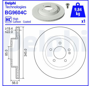 Brzdový kotouč DELPHI BG9604C