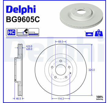 Brzdový kotúč DELPHI BG9605C