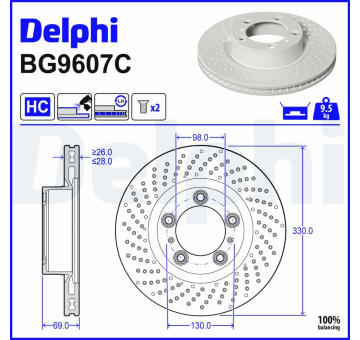 Brzdový kotúč DELPHI BG9607C