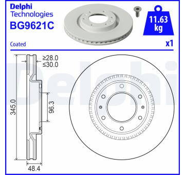 Brzdový kotouč DELPHI BG9621C