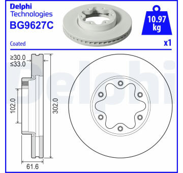 Brzdový kotouč DELPHI BG9627C