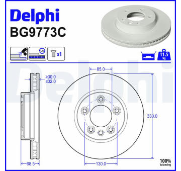 Brzdový kotouč DELPHI BG9773C