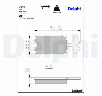Sada brzdových destiček, kotoučová brzda DELPHI LP100