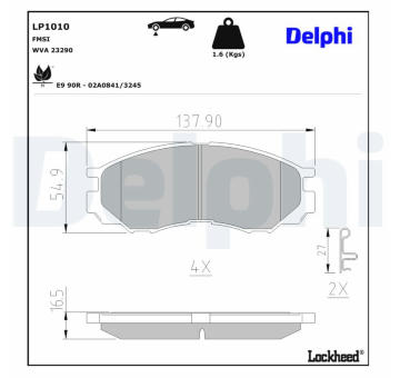 Sada brzdových platničiek kotúčovej brzdy DELPHI LP1010