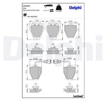 Sada brzdových platničiek kotúčovej brzdy DELPHI LP1024