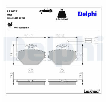 Sada brzdových platničiek kotúčovej brzdy DELPHI LP1027