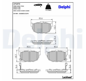 Sada brzdových destiček, kotoučová brzda DELPHI LP1073