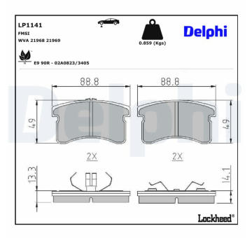 Sada brzdových destiček, kotoučová brzda DELPHI LP1141