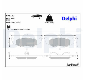 Sada brzdových destiček, kotoučová brzda DELPHI LP1162