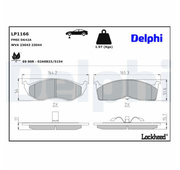 Sada brzdových destiček, parkovací brzda DELPHI LP1166
