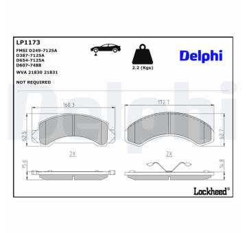 Sada brzdových destiček, kotoučová brzda DELPHI LP1173