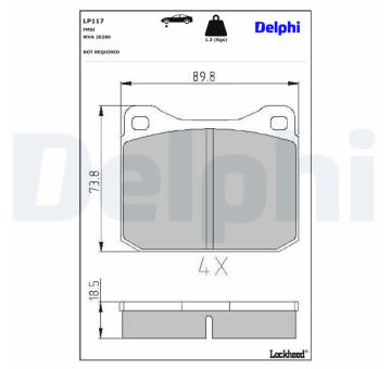 Sada brzdových destiček, kotoučová brzda DELPHI LP117