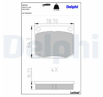 Sada brzdových destiček, parkovací brzda DELPHI LP131