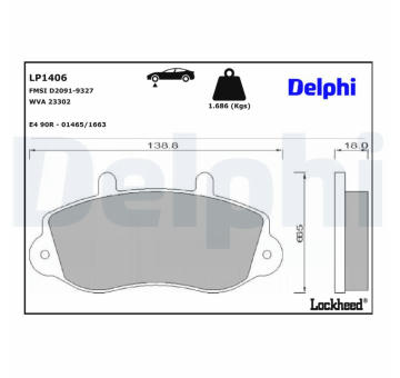 Sada brzdových platničiek kotúčovej brzdy DELPHI LP1406