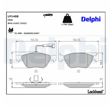 Sada brzdových platničiek kotúčovej brzdy DELPHI LP1408