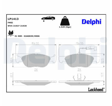 Sada brzdových platničiek kotúčovej brzdy DELPHI LP1413