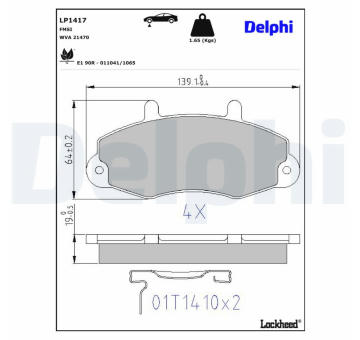 Sada brzdových destiček, kotoučová brzda DELPHI LP1417