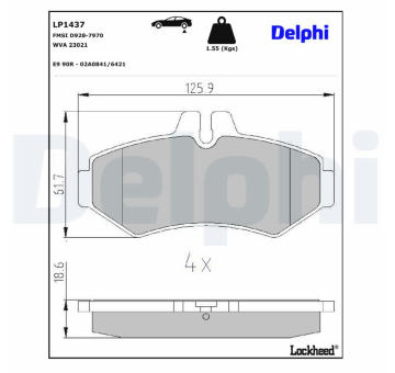 Sada brzdových destiček, parkovací brzda DELPHI LP1437