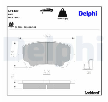 Sada brzdových destiček, kotoučová brzda DELPHI LP1439
