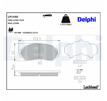 Sada brzdových destiček, kotoučová brzda DELPHI LP1440