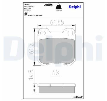 Sada brzdových destiček, kotoučová brzda DELPHI LP1441