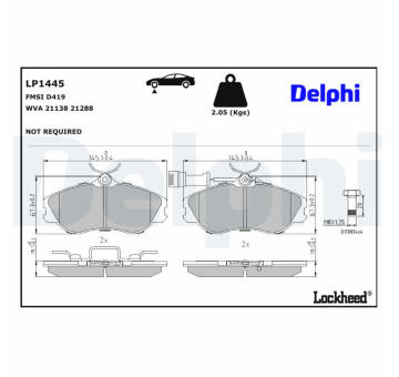 Sada brzdových destiček, kotoučová brzda DELPHI LP1445