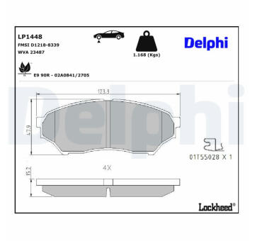 Sada brzdových destiček, kotoučová brzda DELPHI LP1448