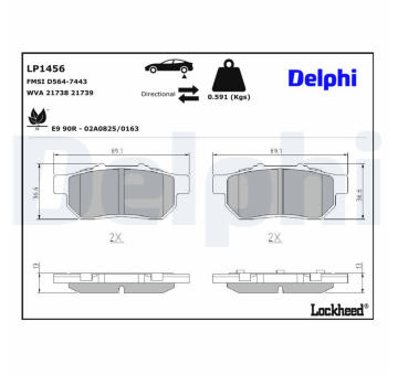 Sada brzdových destiček, kotoučová brzda DELPHI LP1456