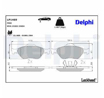 Sada brzdových destiček, parkovací brzda DELPHI LP1469