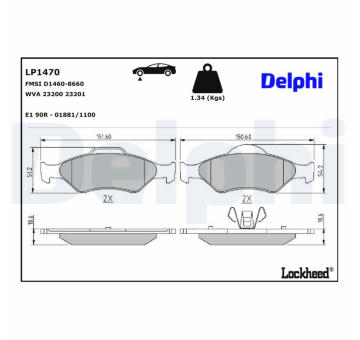 Sada brzdových platničiek kotúčovej brzdy DELPHI LP1470
