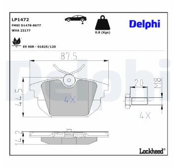 Sada brzdových platničiek kotúčovej brzdy DELPHI LP1472