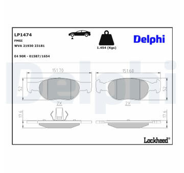 Sada brzdových destiček, kotoučová brzda DELPHI LP1474