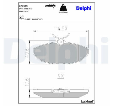 Sada brzdových platničiek kotúčovej brzdy DELPHI LP1505